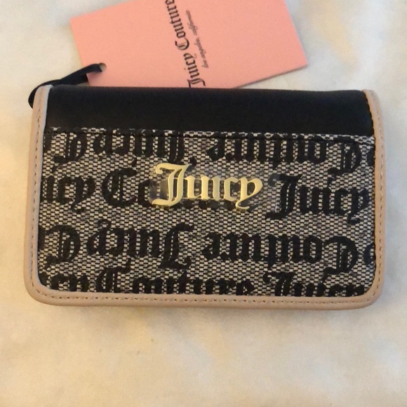 Juicy Couture Black Beige Spring Fling Slim Elongated Bifold Wallet NWT - Picture 11 of 14